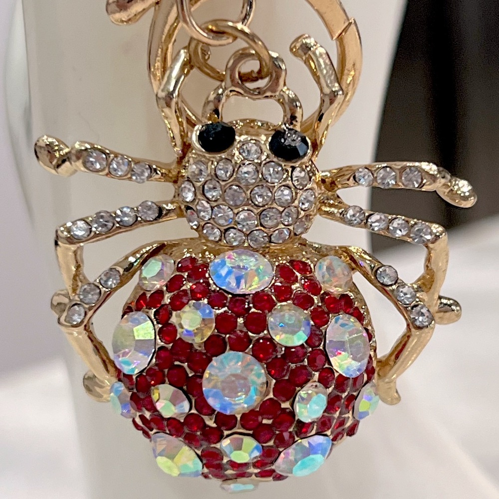 Austrian Crystal Blinged Lady Bug Keychain Bag Charm - Picture 6 of 7